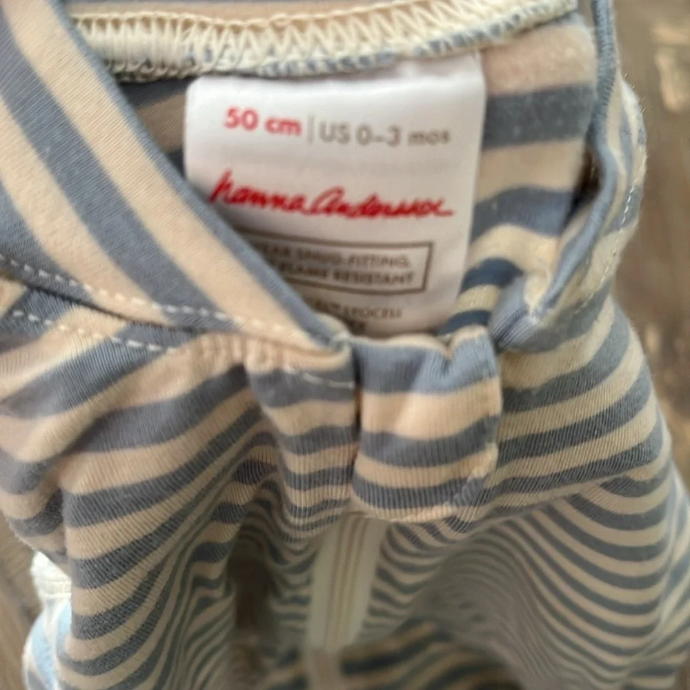 Hanna Andersson 0-3 Mnths Striped Blue and White Kids One Piece